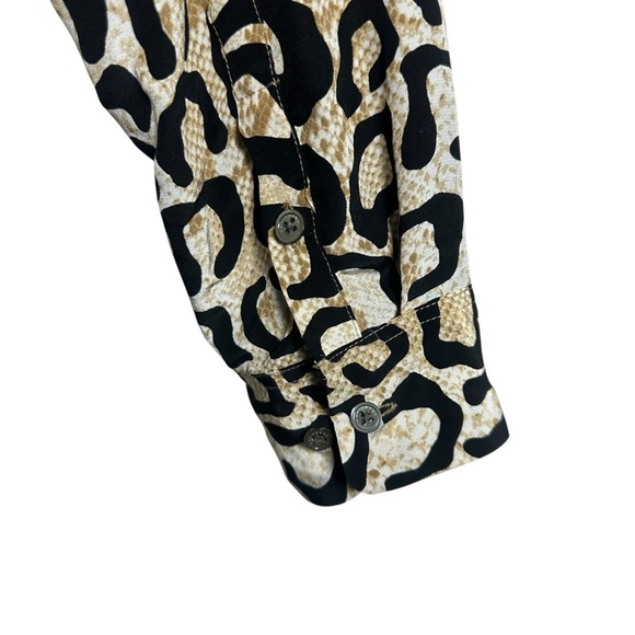 Equipment Femme Silk Button Down Tunic Blouse Leopard Print Shirt Size Medium - Picture 3 of 11